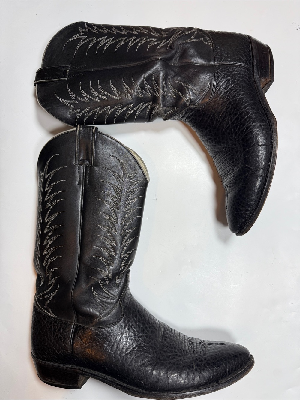 Justin Boots Men’s Leather Western Cowboy Boots in Black S-550 Sz 12B